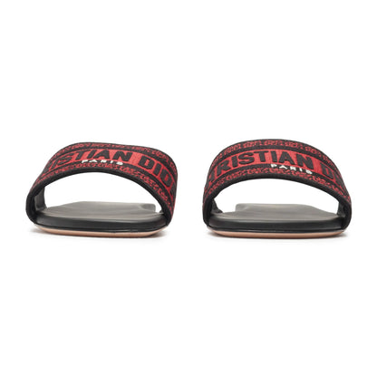 Dior Dway Embroidered Cotton Red Black Slides