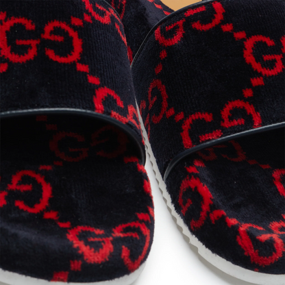 Gucci GG Red Velvet Flat Slides