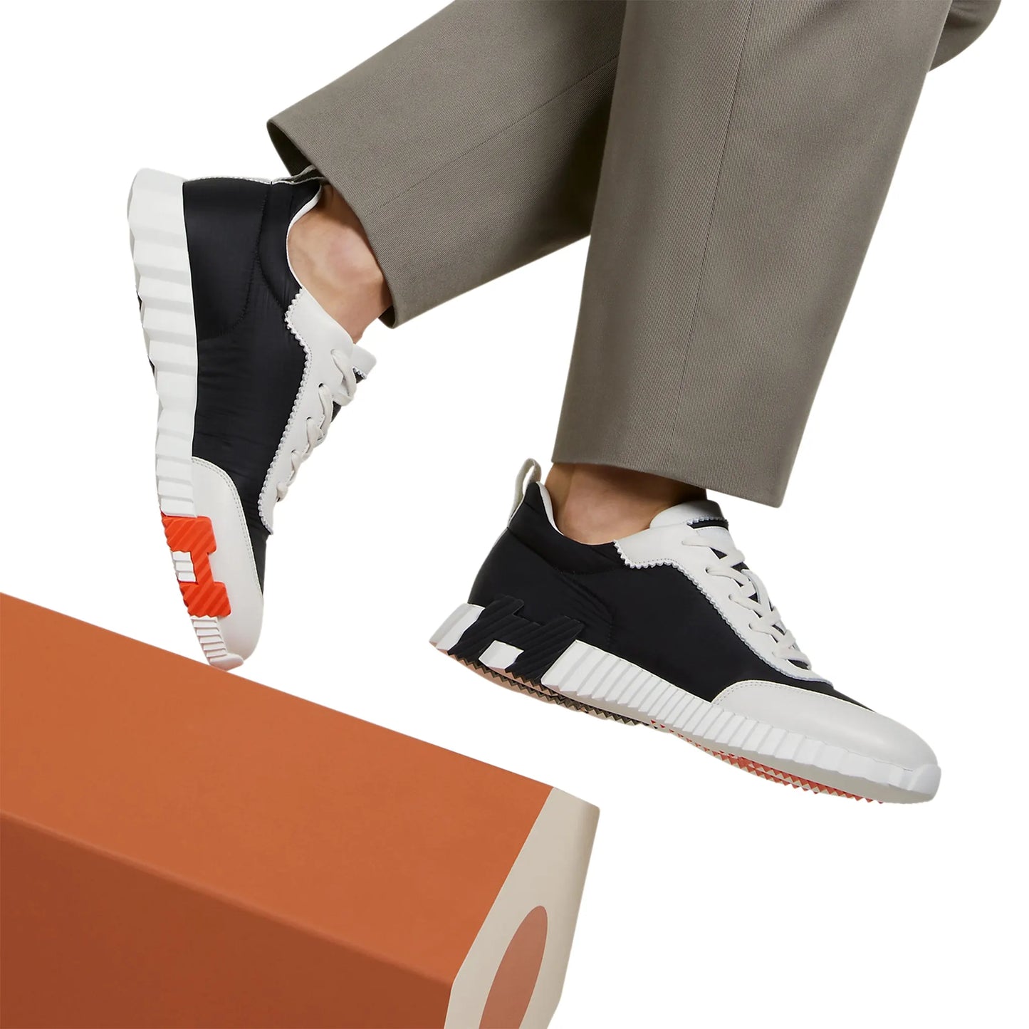 Hermès Paris Ripstop Bouncing Sneaker Black White