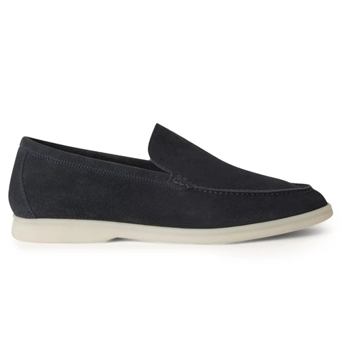 Loro Piana Summer Walk Suede Classic Blue Loafers