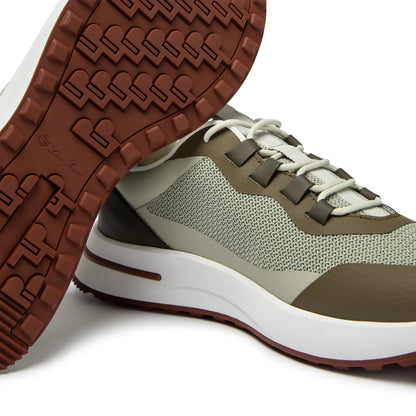 Loro Piana Week End Walk Frost Dark Green Linen Mesh Sneaker